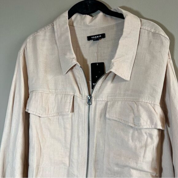 ✨ Torrid Cream Dual Fold Zip Front Cropped Jacket 4X NWT - Picture 4 of 14